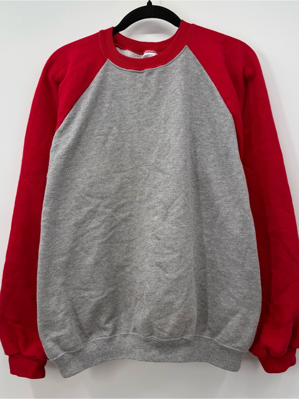 Jerzees Raglan Crewneck Sweatshirt in Gray and Red